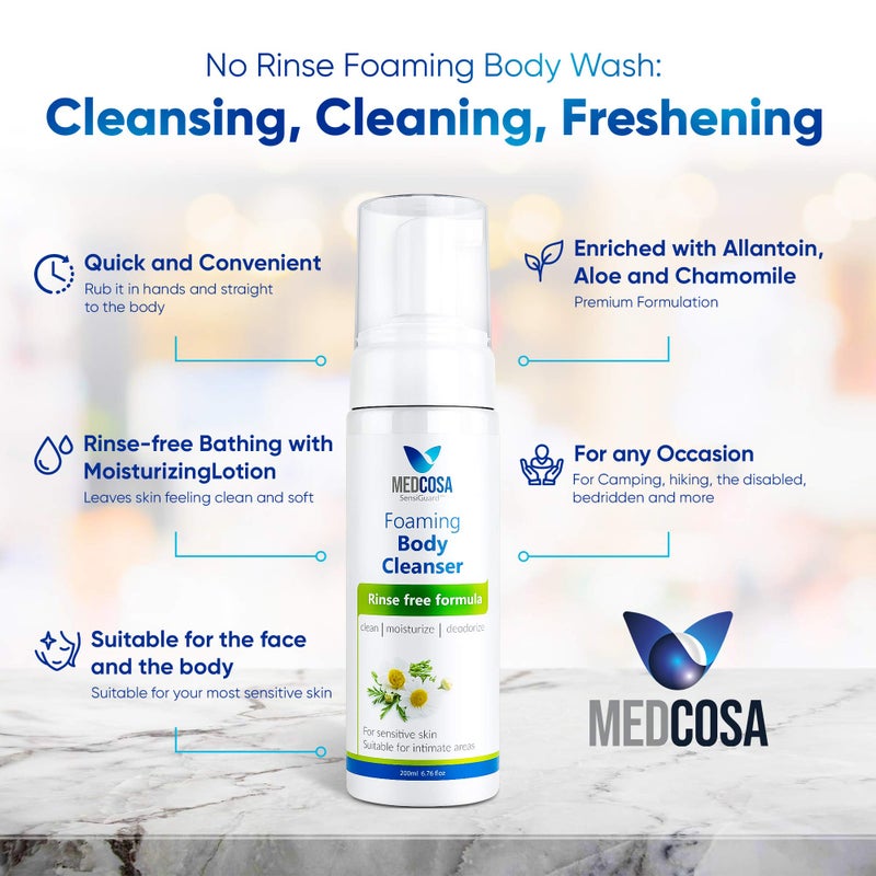 Medcosa No Water Body Wash Full Body Cleansing Foam for Adults and Elderly Care | Rinse Free | Waterless Body Wash for People | Wipe away Cleanser (3 Bottles) - Image 3